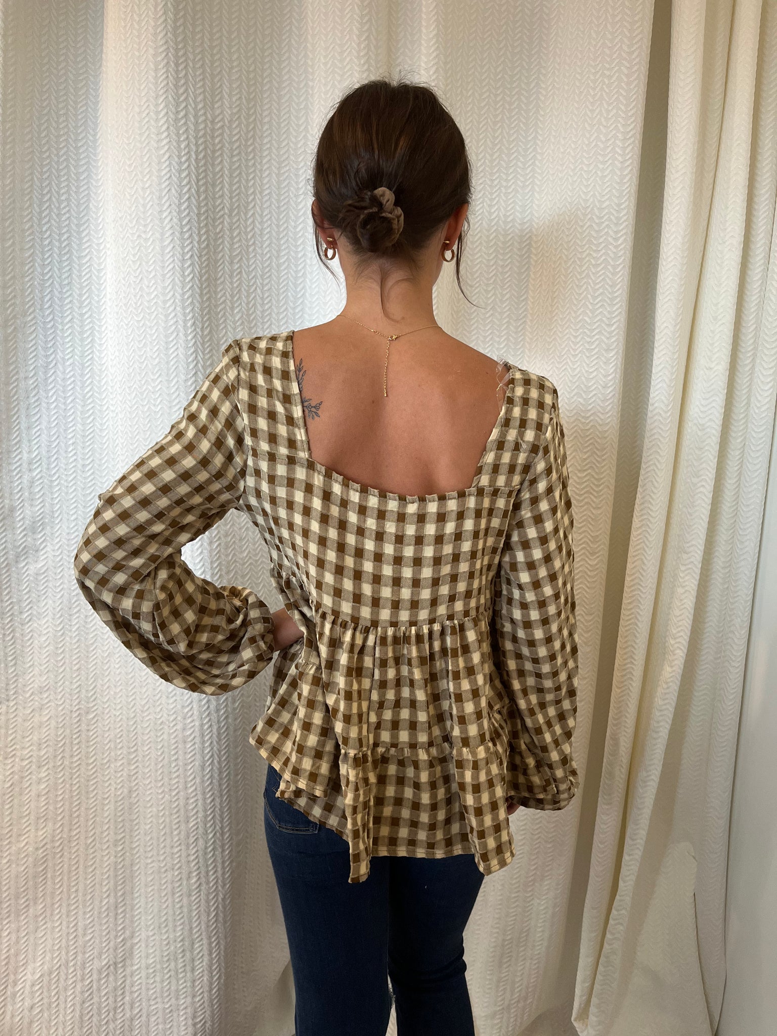 Olive Checkered Top